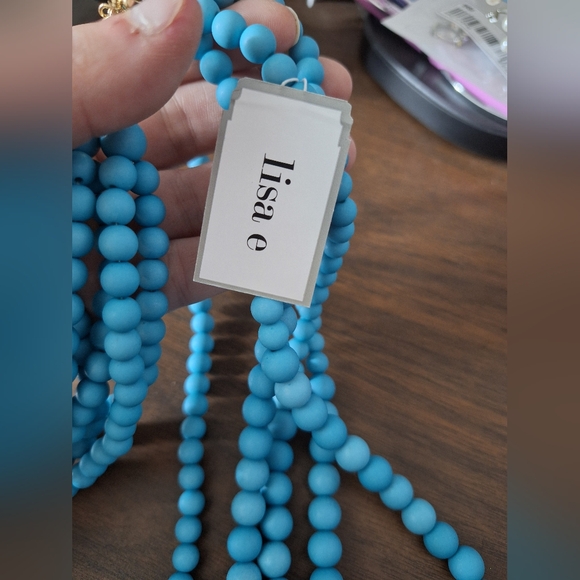 Lisa e blue beaded 5 strand statement necklace - Picture 5 of 6